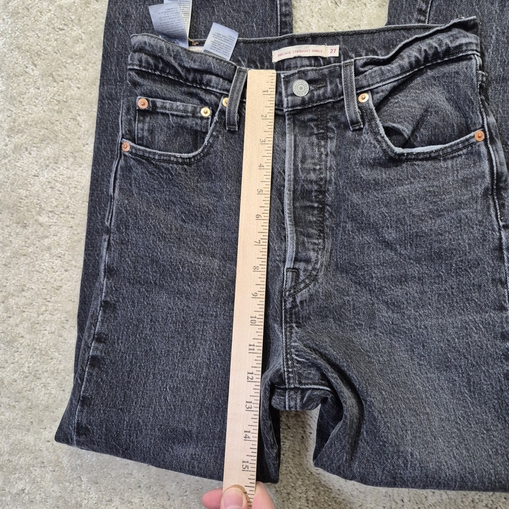Levis Premium Jeans Ribcage Straight Ankle Womens 27/27 Black Relaxed 90s Mom - Picture 8 of 14